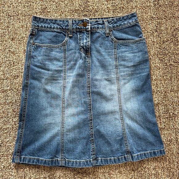 LAUNDRY by Shelli Segal Low Rise Denim Tulip knee length skirt size 4 Y2K - Picture 1 of 5